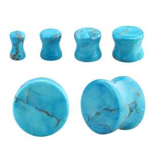 Turquoise Stone Double Flare Ear Gauges