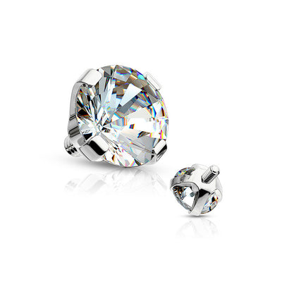 White Gold CZ Dermal Anchors Tops