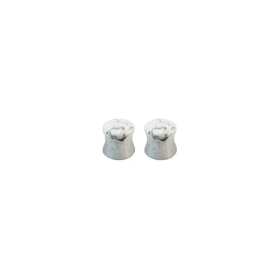 White Howlite Stone Double Flare Concave Ear Plugs