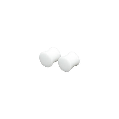 White Stone Double Flare Concave Ear Plugs