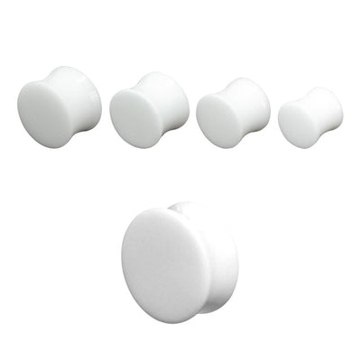 White Stone Double Flare Ear Gauges